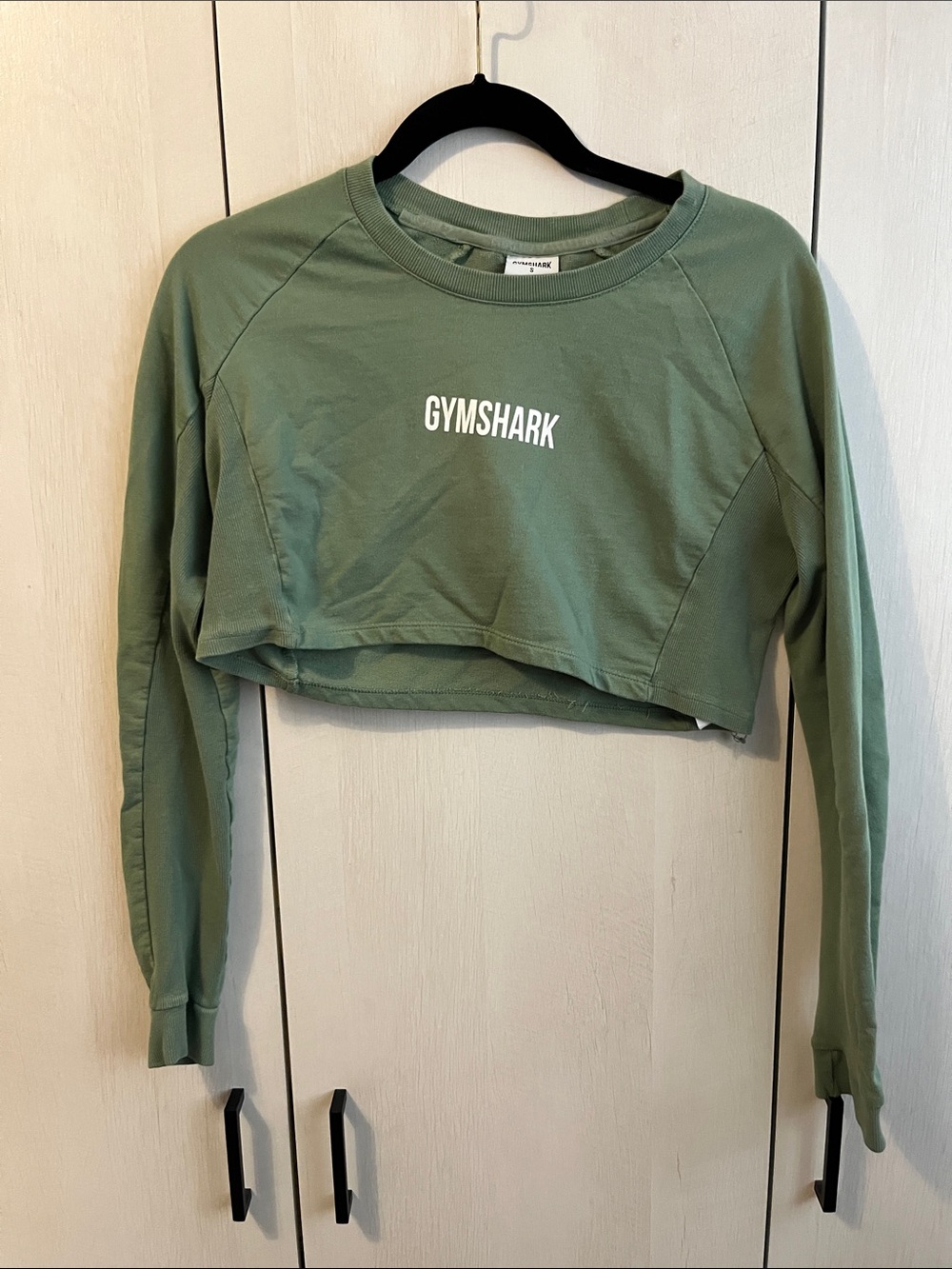 Gymshark Olive Green Cropped Long Sleeve Top